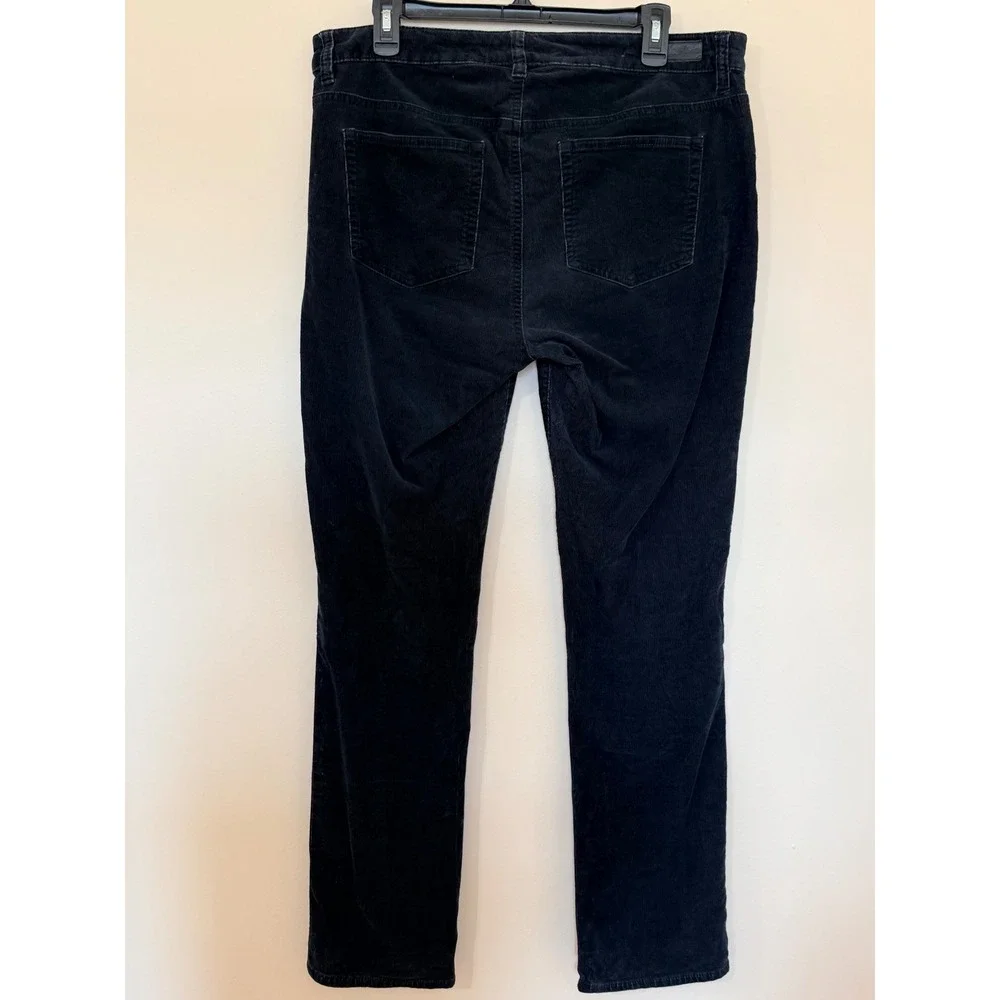 Lauren Ralph Lauren Black Corduroy Straight Pants Womens 12 High Rise Stretch